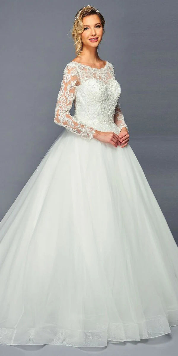 Lace Sleeve corset back wedding gown 471