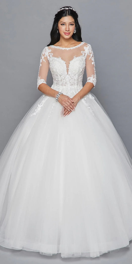 Lace Sleeve corset back wedding gown 421