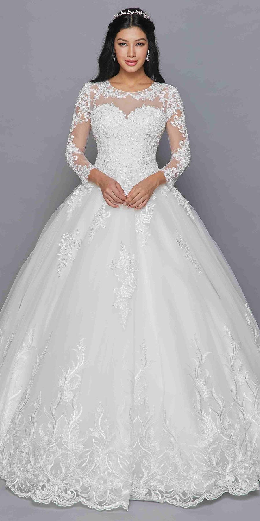 Lace Sleeve corset back wedding gown 422