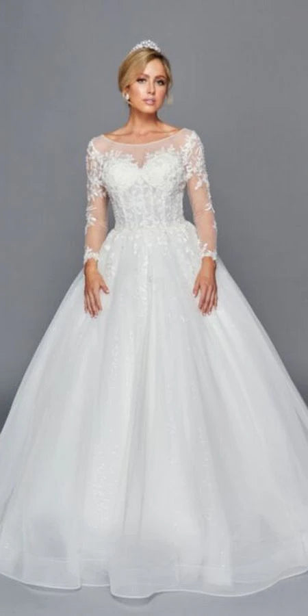 Lace Sleeve corset back wedding gown 442