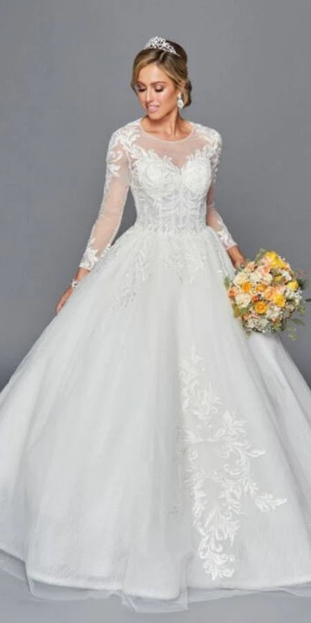 Lace Sleeve corset back wedding gown 443