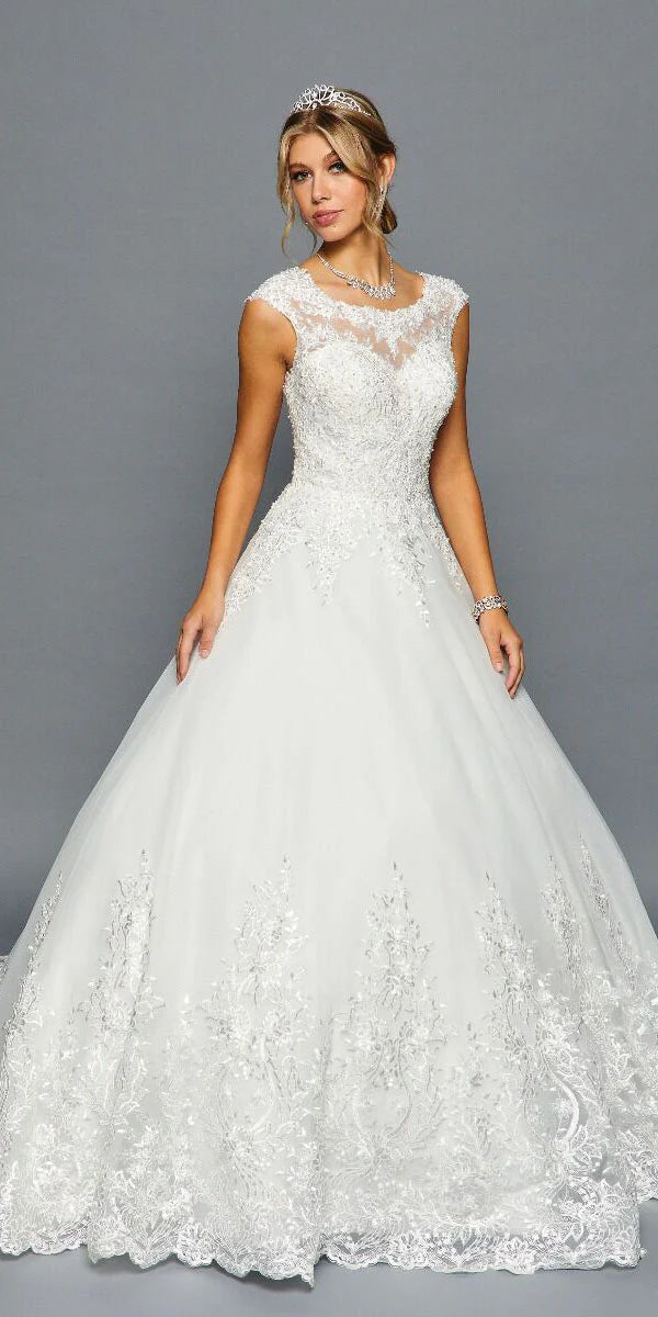 Lace Sleeve corset back wedding gown 474