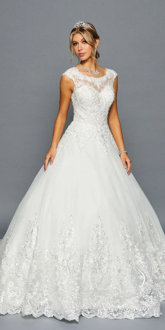 Lace Sleeve corset back wedding gown 474