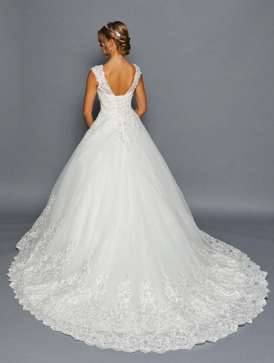 Lace Sleeve corset back wedding gown 474