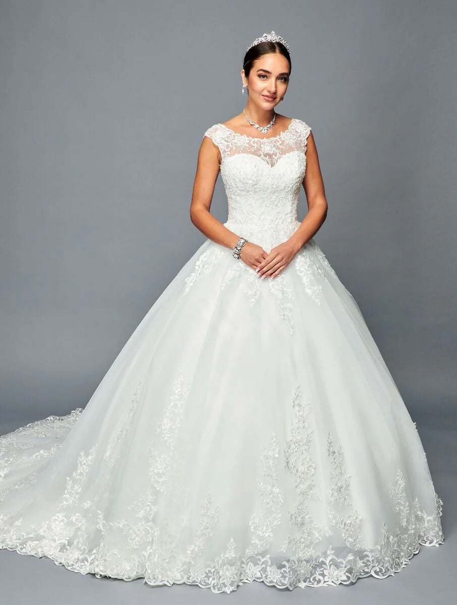 Lace Sleeve corset back wedding gown 463