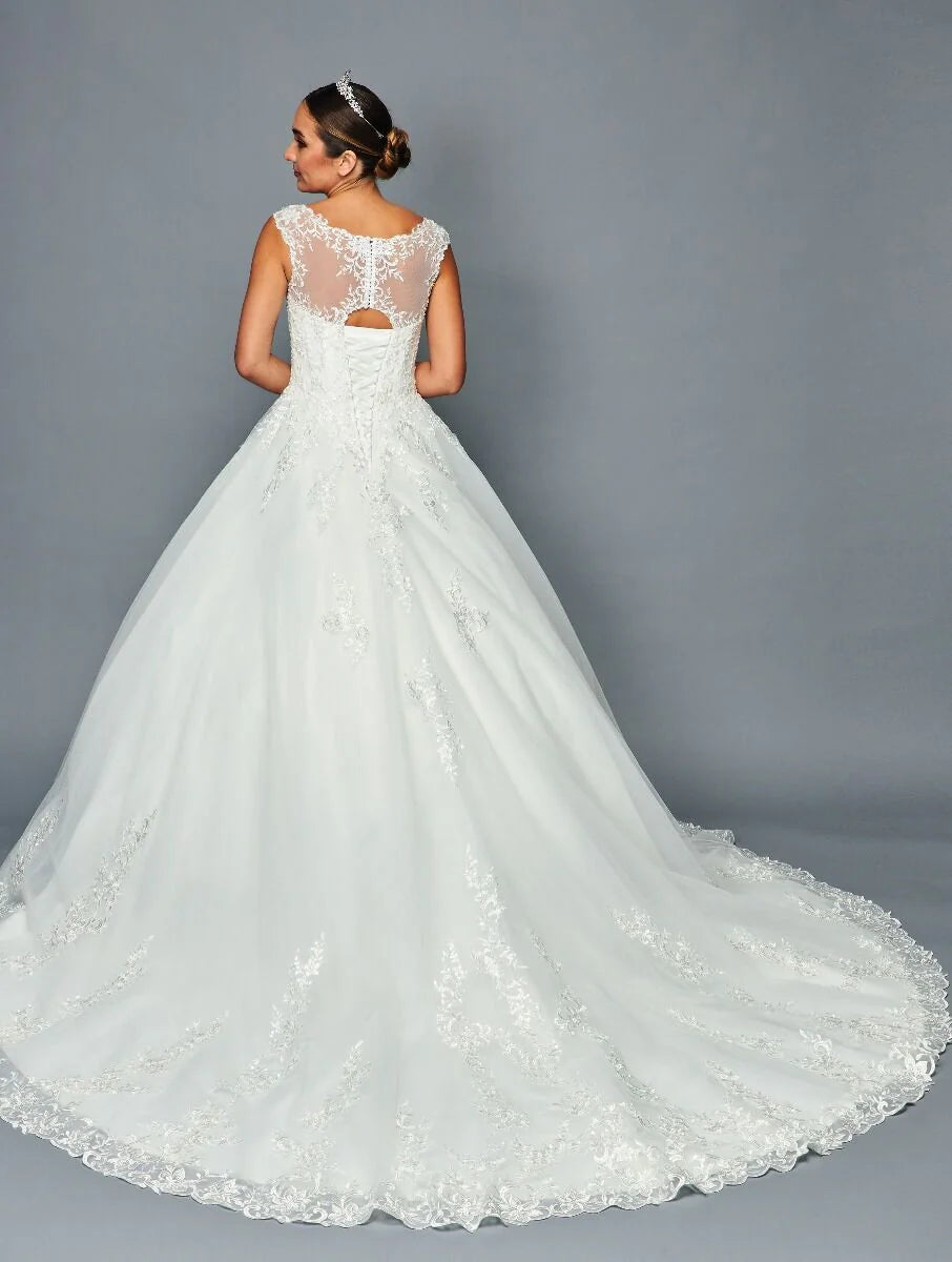 Lace Sleeve corset back wedding gown 463