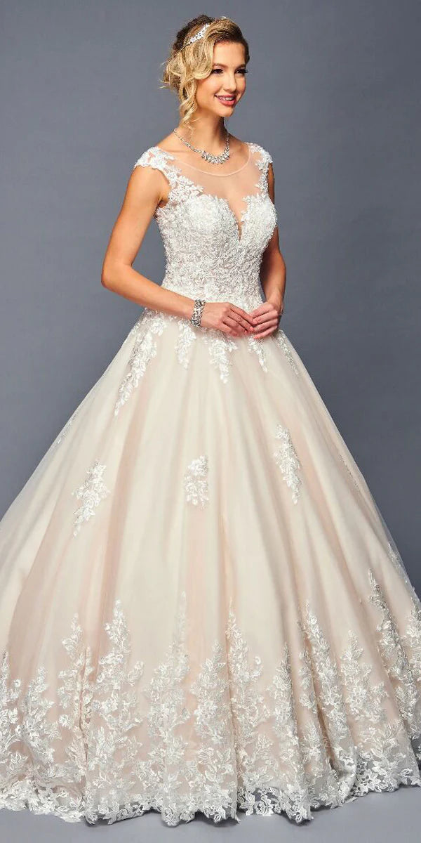 Lace Sleeve corset back wedding gown 474