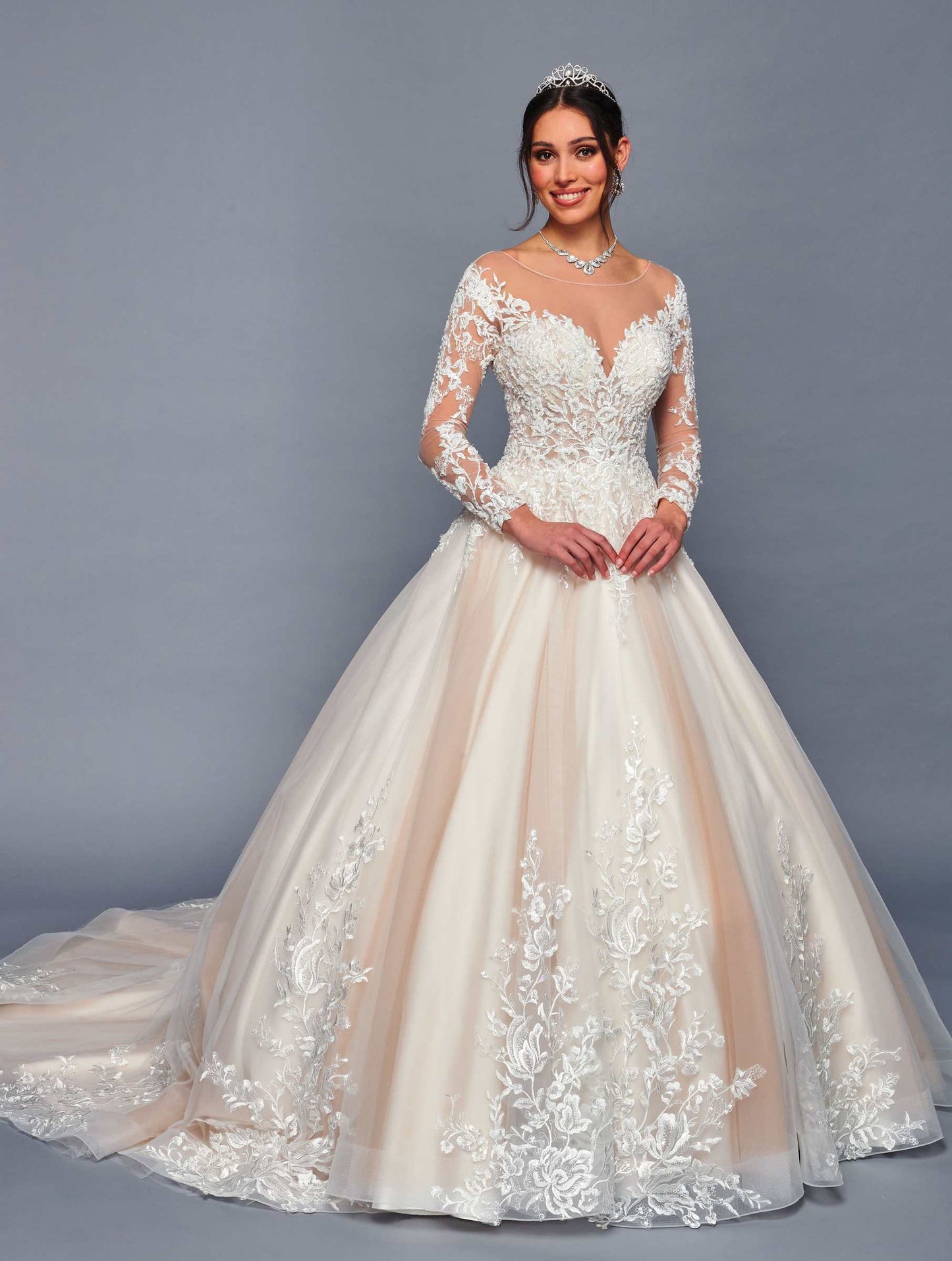Lace Sleeve corset back wedding gown 478