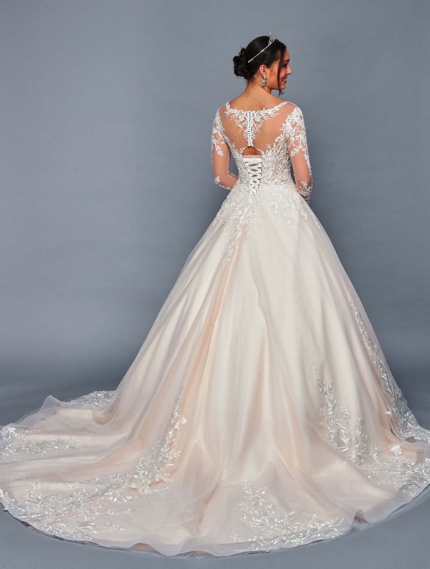 Lace Sleeve corset back wedding gown 478