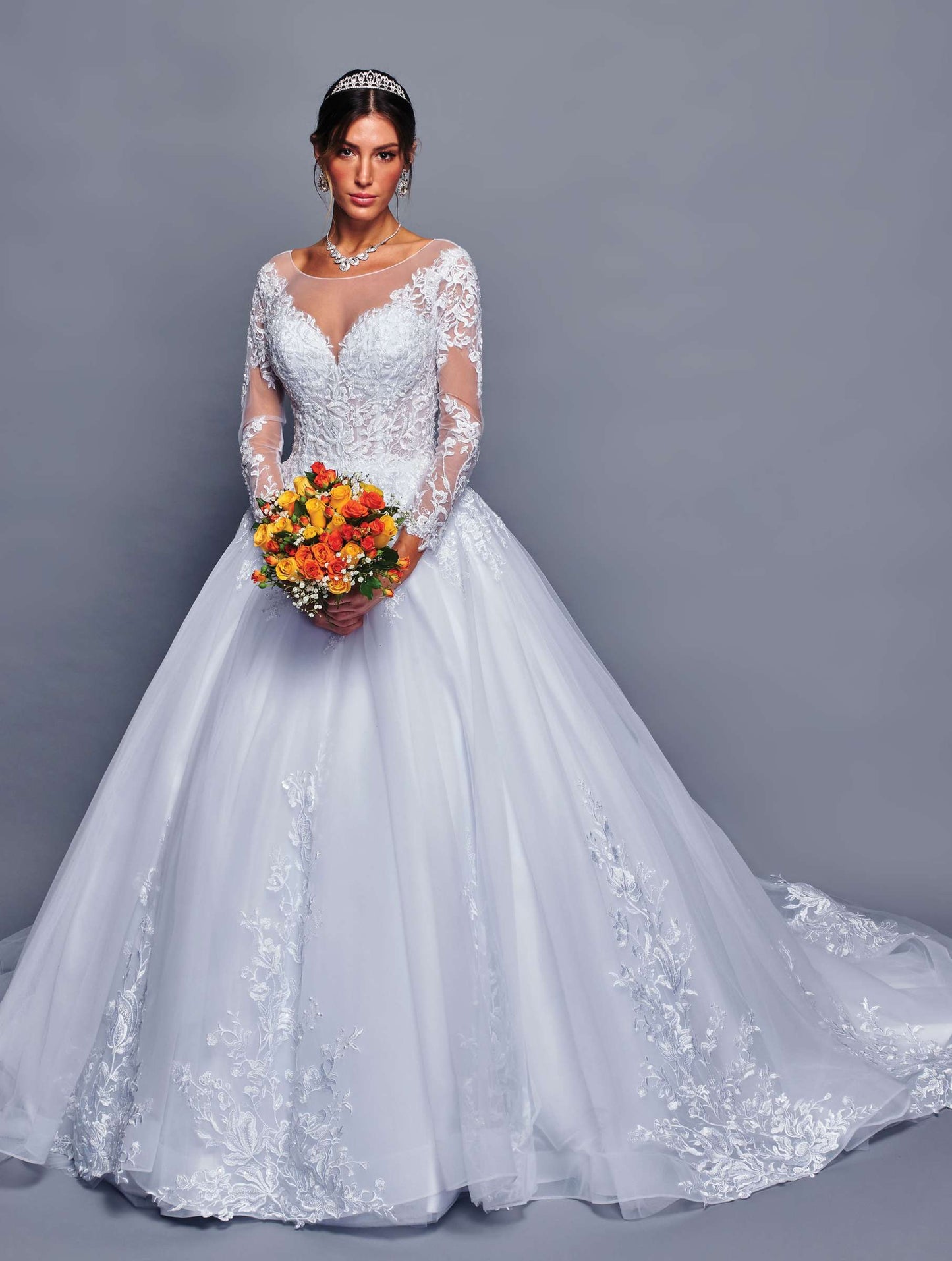 Lace Sleeve corset back wedding gown 478