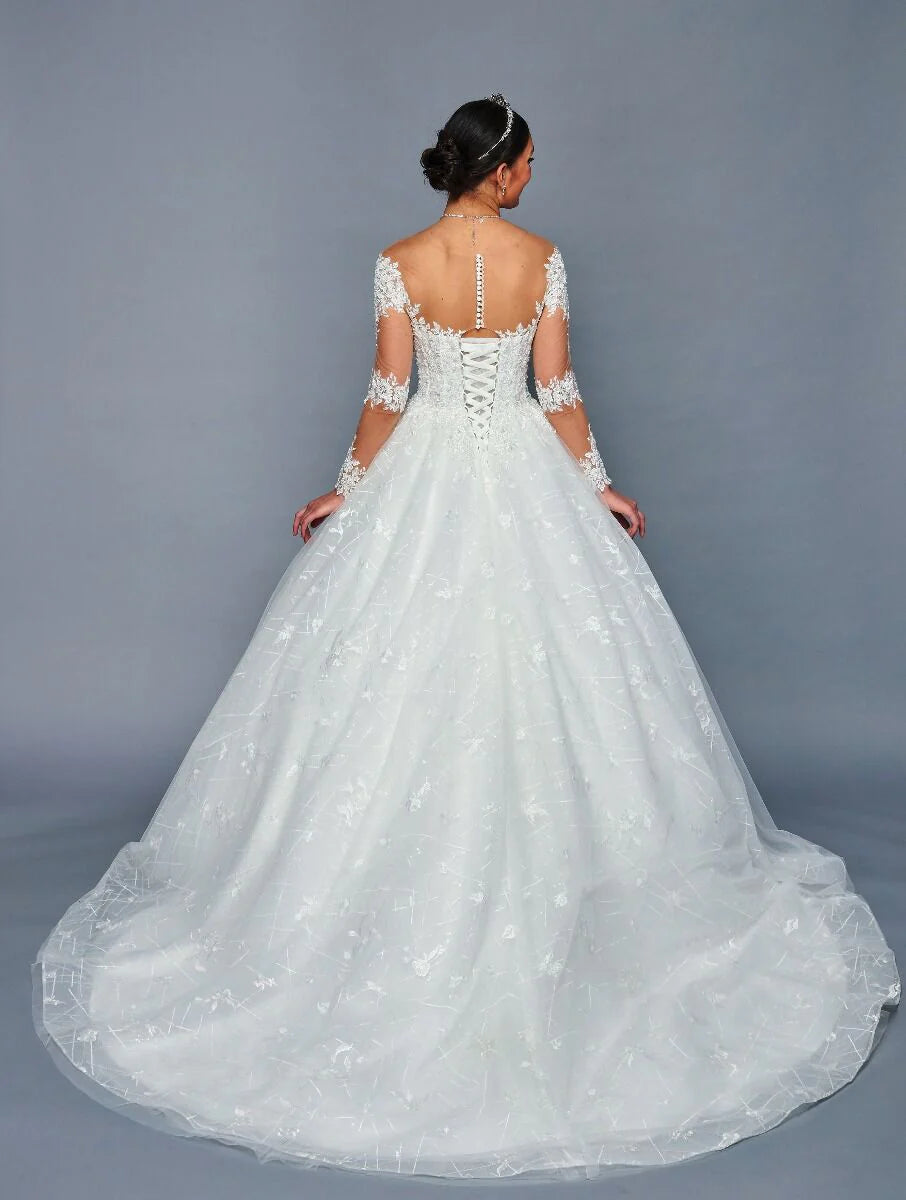 Lace Sleeve corset back wedding gown 481