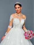 Lace Sleeve corset back wedding gown 481